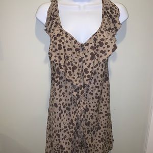 Animal print tank top blouse with buttons